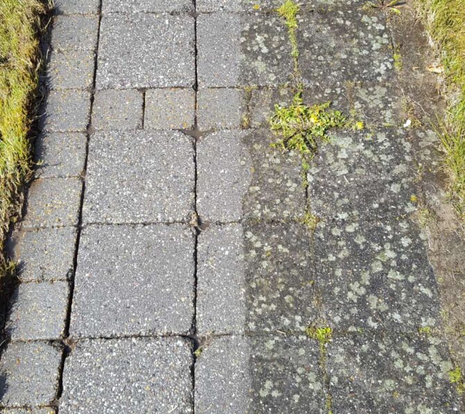 Aflang før og efter billede af fliserens i Aalborg Aflang før og efter billede af fliserens i Aalborg